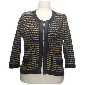 Limited Collection Vintage Stripe Knit Jacket Black Beige Women’s 14/16 UK 18
